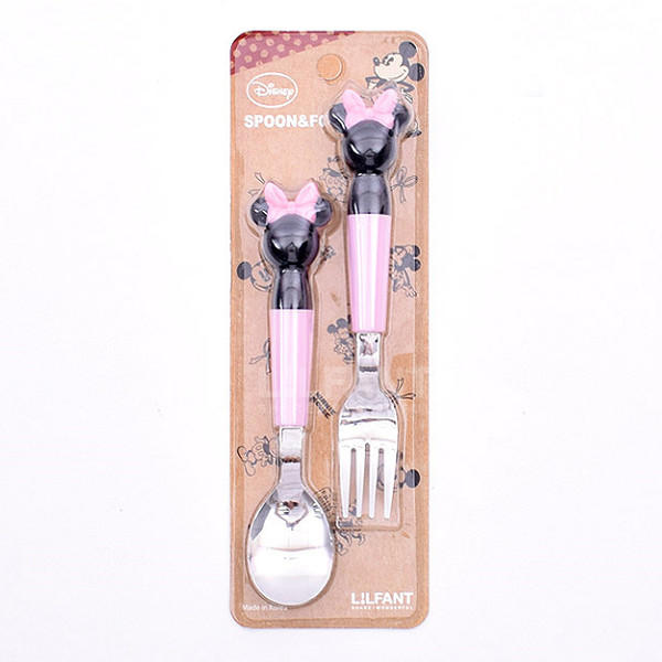 《軒恩株式會社》米妮 韓國製 304不鏽鋼 湯匙 叉子 兒童餐具 學習餐具 餐具組 085117
