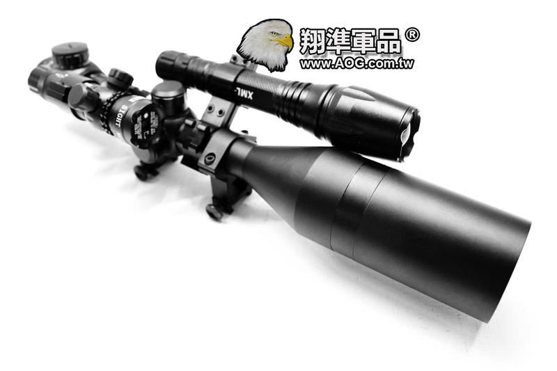 【翔準軍品AOG】(霸氣6套瞄準鏡)3-9X50 全配 + T6燈 + 紅外線 +8字環X2+ 夾具 瞄準器 金屬材質