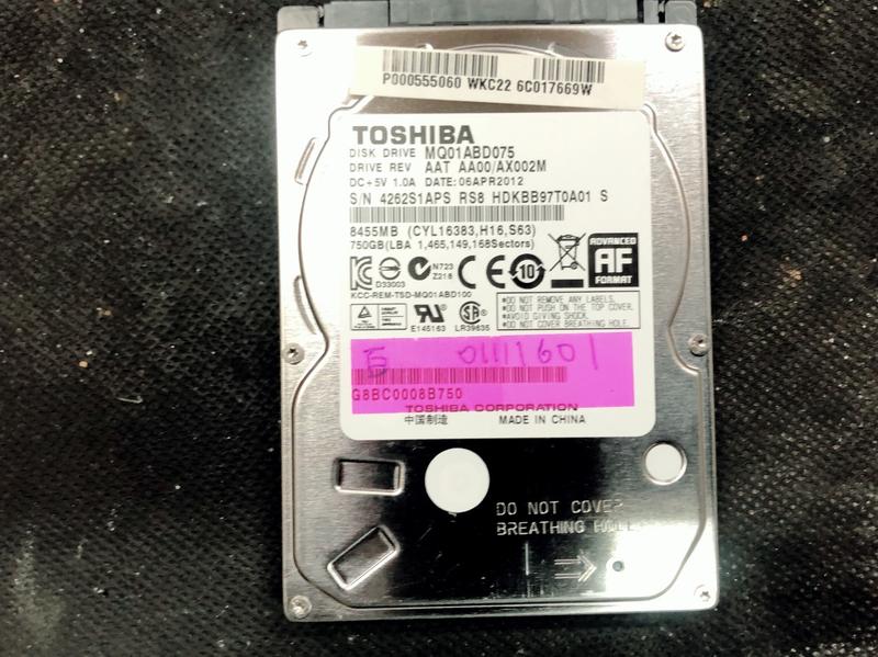 {台南歸仁-凡程電腦}TOSHIBA 2.5吋筆記型硬碟  750G 無壞軌 良品 直購450元