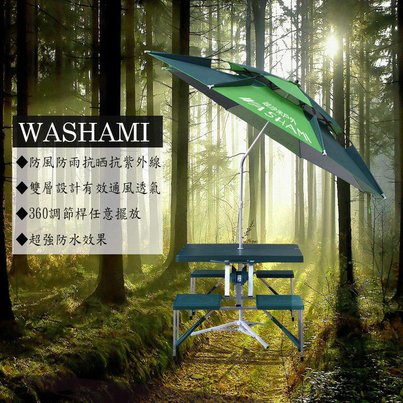 【哇沙米輕旅行】WASHAMl-萬向衛星傘雙層透氣(傘面2.2M)/遮陽傘/戶外傘/野餐傘(不含落地型傘座)