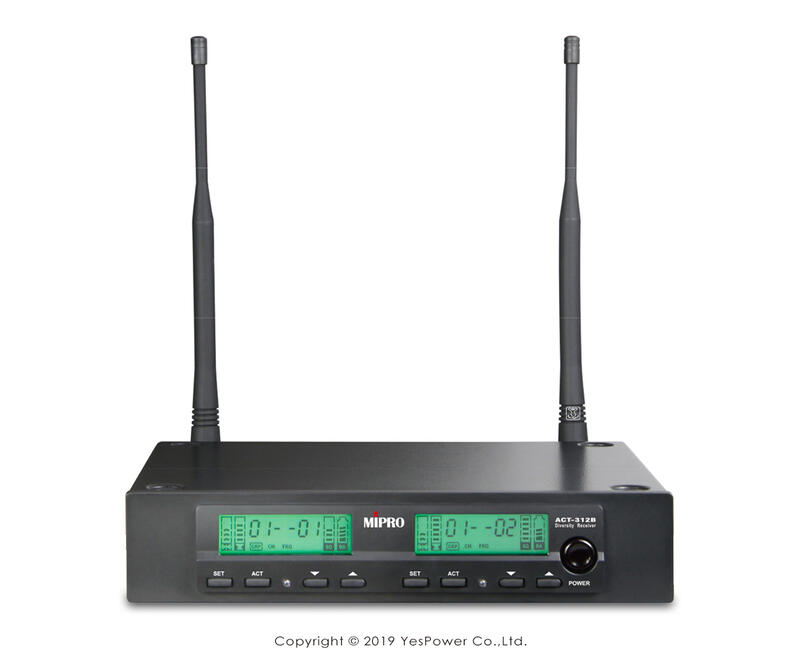 ＊來電享優惠價＊ACT-312 MIPRO 半U雙頻道自動選訊接收機 /2支無線麥克風114頻道選擇