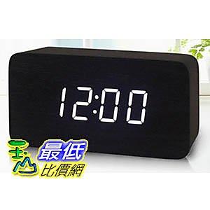 [玉山最低比價網] 木頭 時鐘 木質 黑色 實木 白光 LED 電子鐘 時鐘 鬧鐘 溫度計 (591439_L217) 