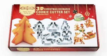 [3D耶誕節立體餅乾模八件組S] 手作DIY麋鹿 立體曲奇餅乾模 聖誕 雪人 聖誕樹 雪橇