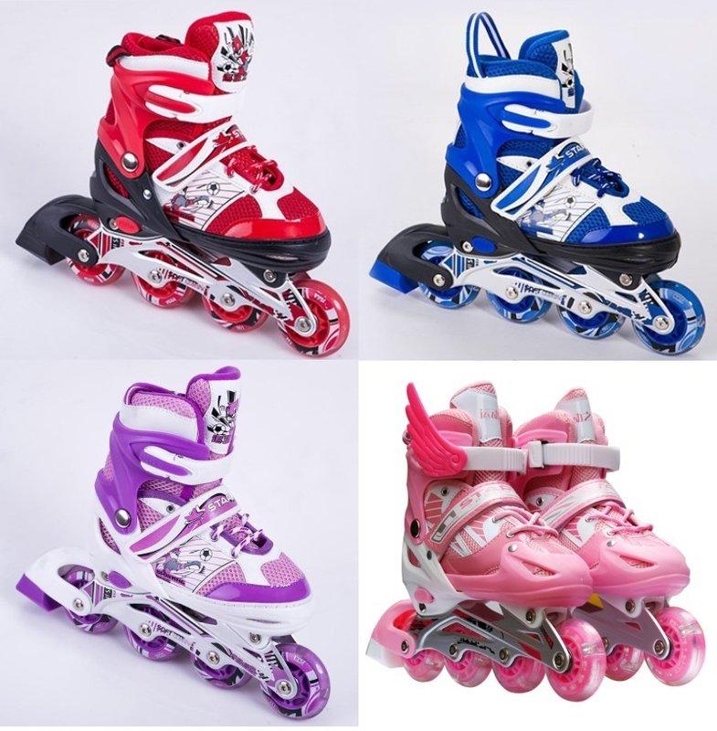 [廠商直銷]兒童直排輪溜冰鞋+前輪閃光 尺碼可調整 (28碼~41碼)