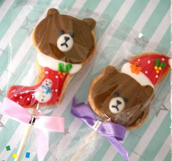 Gobi's Natural Bakery~聖誕節系列~熊大聖誕襪手工糖霜餅乾~棒棒糖~不含人工色素~歡迎客製各種造型