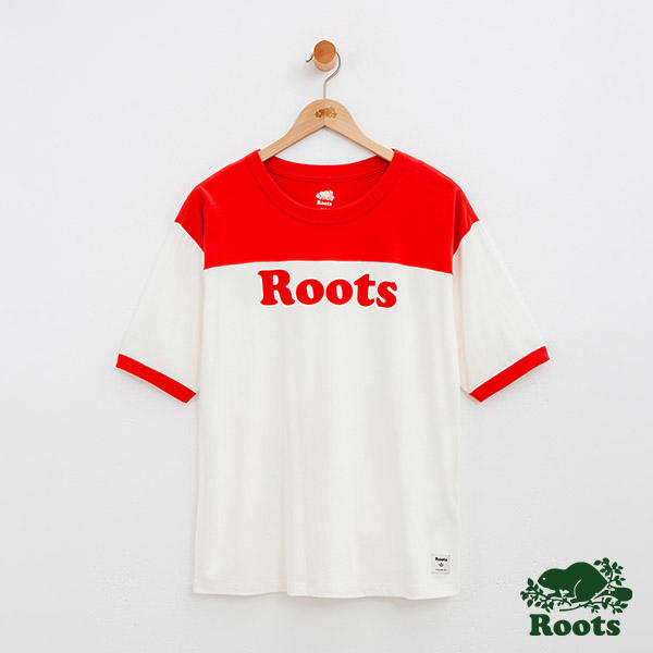 【Roots】撞色男友版短袖T恤(紅)~L