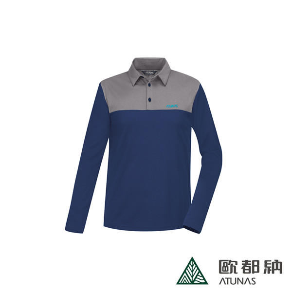(登山屋)ATUNAS歐都納男長袖排汗POLO衫(抗UV/吸濕排汗)A1PSBB01M深藍