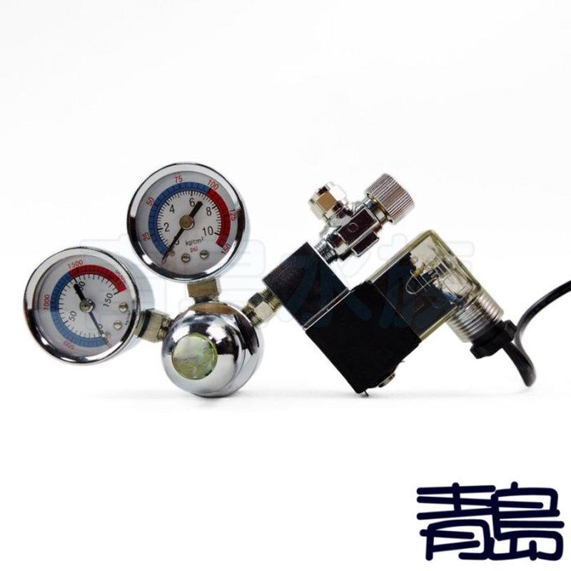 M。。。青島水族。。。N-1001台灣LT----新型雙錶電磁閥 CO2控制調節器==雪天使雙錶型(側路式/需板手)