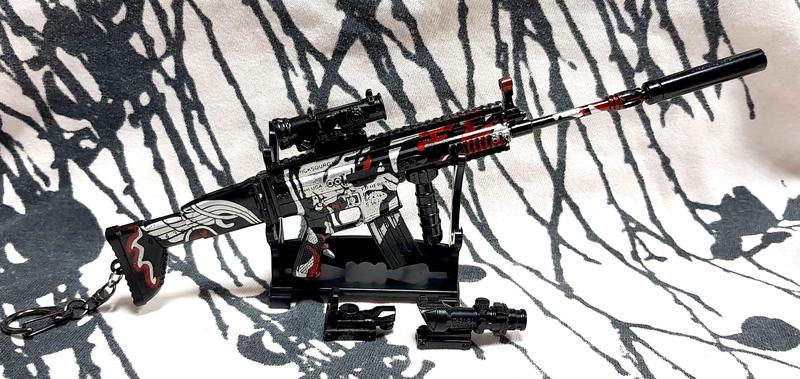 全新 絕地求生 赤寒幽靈 SCAR-L 突擊步槍 步槍消音器 鋅合金槍模型鑰匙扣 吃雞 絕地大逃殺 模型長槍擺件 模型槍
