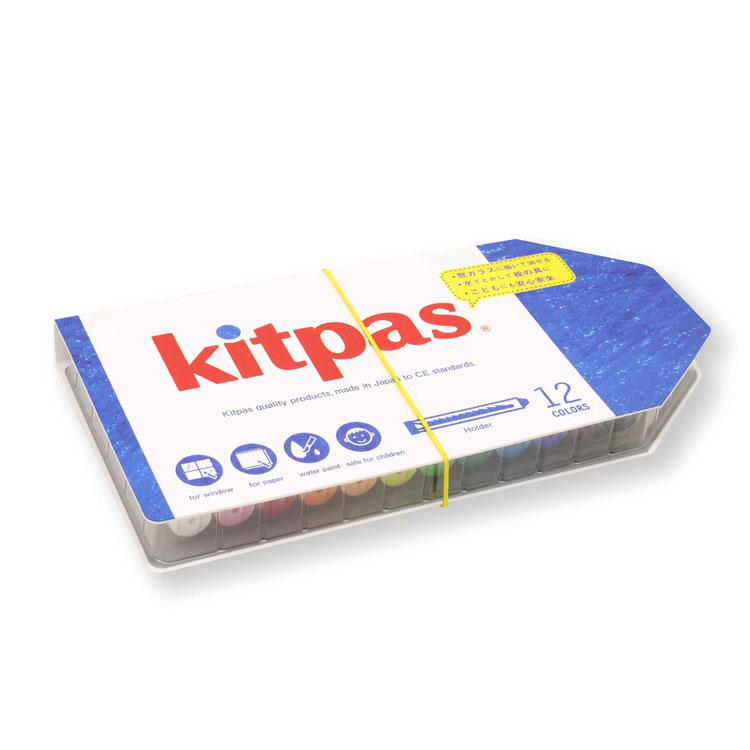 Kitpas kids 12色筆套蠟筆組(無毒安心/玻璃畫/日本理化學工業/孩童蠟筆/食用蠟/安全/玻璃可畫)