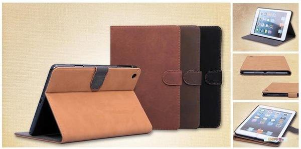 UNIPRO【M034】iPad Mini iPadmini 奢華簡約磨砂復古 磁扣支架 保護套 保護殼 送電容筆