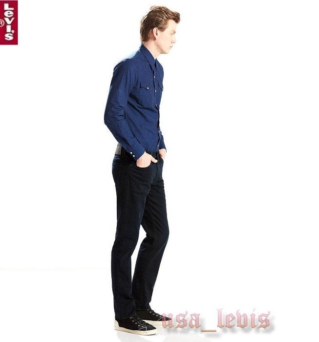【強化纖維彈性新款26-42腰優惠】美國LEVI S 511 Slim 素黑原色重磅低腰丹寧褲窄管褲小直筒 牛仔褲510