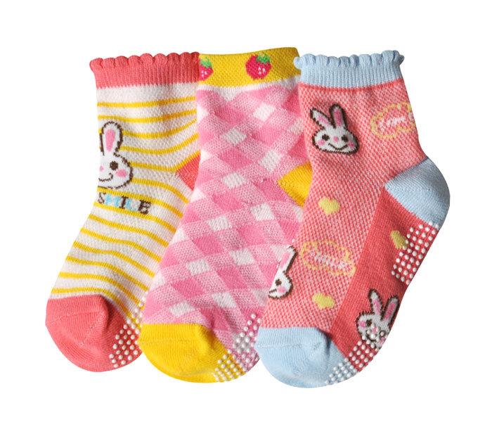 [韓風童品](3雙/組)女童夏季薄棉襪 兒童棉質網眼襪 兔子 菱格圖案 防滑襪 女童襪 短襪 學生襪 造型襪 舞蹈襪 寶