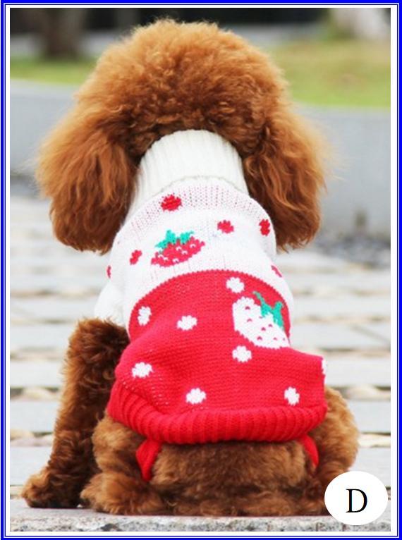 D款 大紅草莓  寵物秋冬衣服 狗衣服 貓衣服 狗毛衣 貓毛衣 針織毛衣