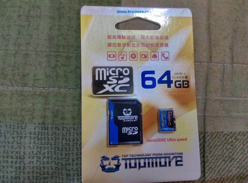 TOPMORE 64GB microSDXC UHS-I Class 10 記憶卡(附轉接卡)