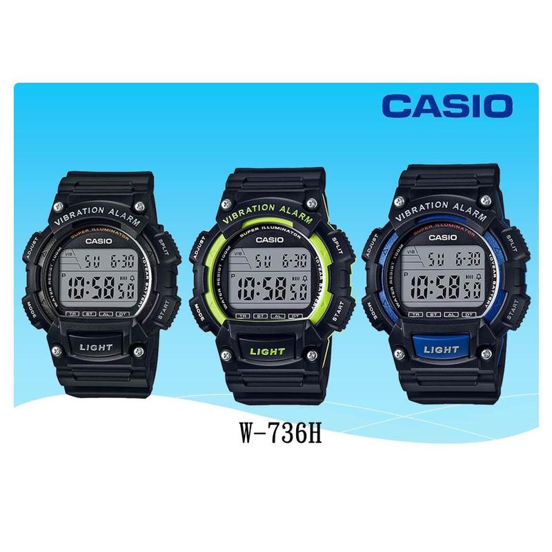 經緯度鐘錶CASIO手錶 G-SHOCK概念設計 大螢幕/震動鬧鈴/按鍵音可關/百米防水【↘940】W-736H