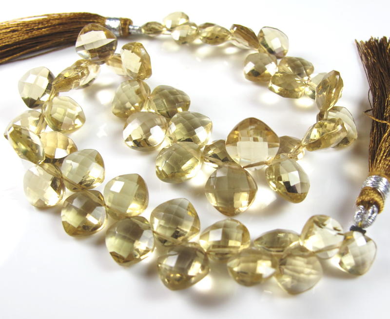 【天然寶石DIY串珠材料-出清超值組】超美蜂蜜色黃水晶閃亮大顆菱形刻面寶石珠串限量款3