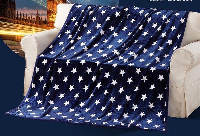 冬季 【藍色星辰】加厚法蘭絨毛毯 蓋毯 午睡毯