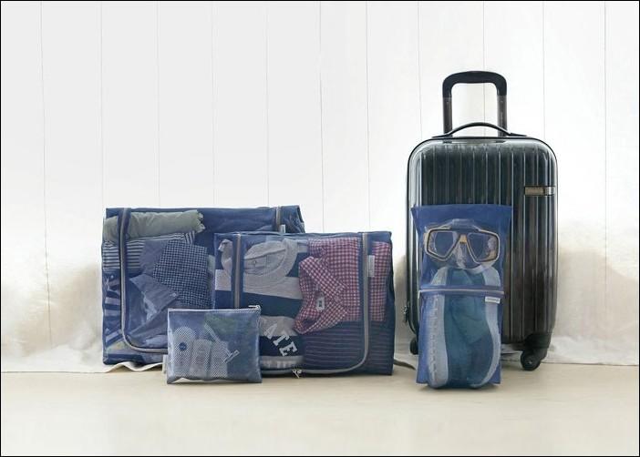 生活職人【N016】旅行 收納袋組合 洗漱 收納包4件套裝 網狀 方便分類 簡單 盥洗包 收納箱 包中包 出國旅行