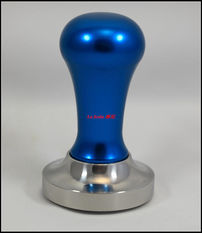 【全新bearTamper陽極硬化處理 鋁把(陽極藍) 58mm 10/18不鏽鋼  歐弧Base咖啡填壓器】