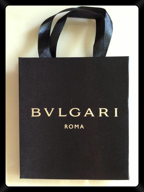 きよみの物】 正品BVLGARI 名牌紙袋(小)新緞面設計手提超美黑色緞帶超