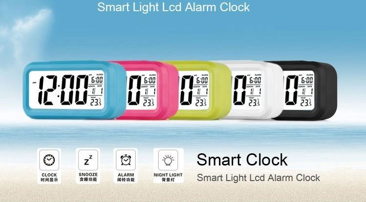 超大數字懶人貪睡鬧鐘 LED 時鐘 智能 電子鐘 家用辦公 5色 光控聰明鐘 溫度顯示 夜光 感應