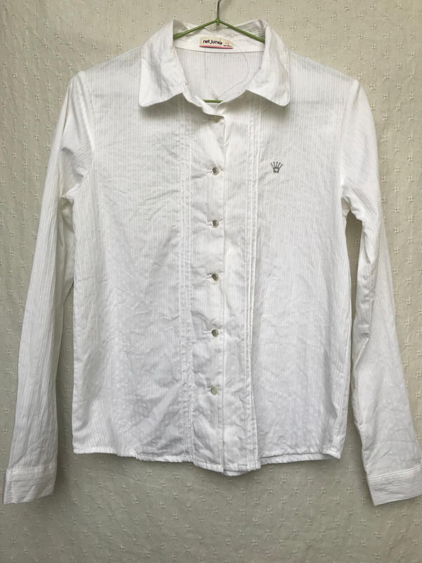 (二手很新)NET Junior 白色 長袖襯衫kind12(女款S) 素色純棉襯衫