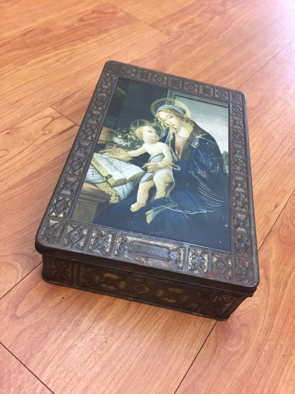 復古小盒子/擺設/收納盒/耶穌瑪利亞圖案