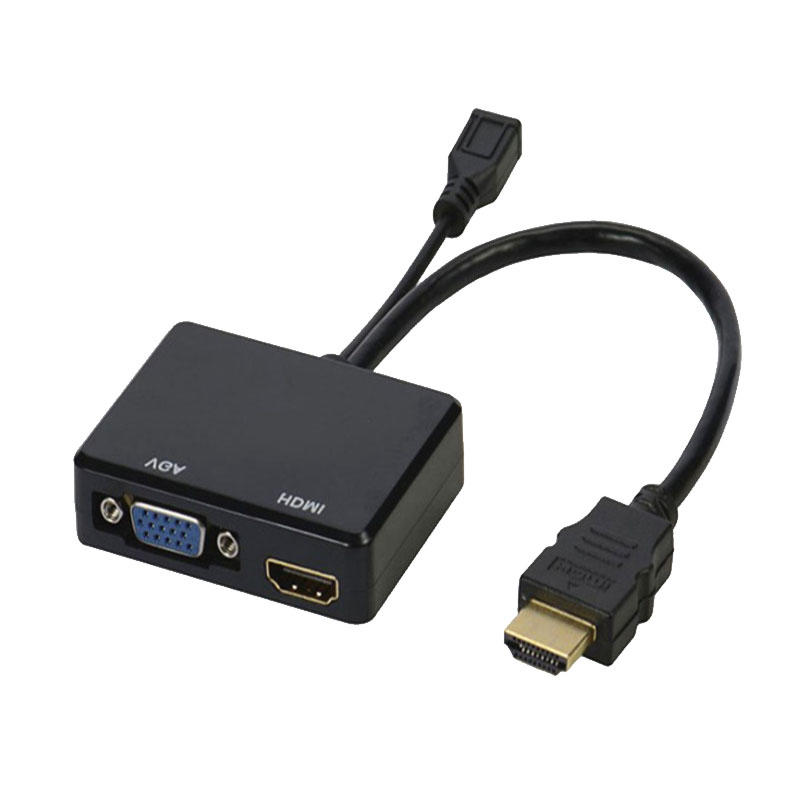 現貨 HDMI 轉 HDMI+VGA 轉換器 線 帶音訊 分屏器 一分二