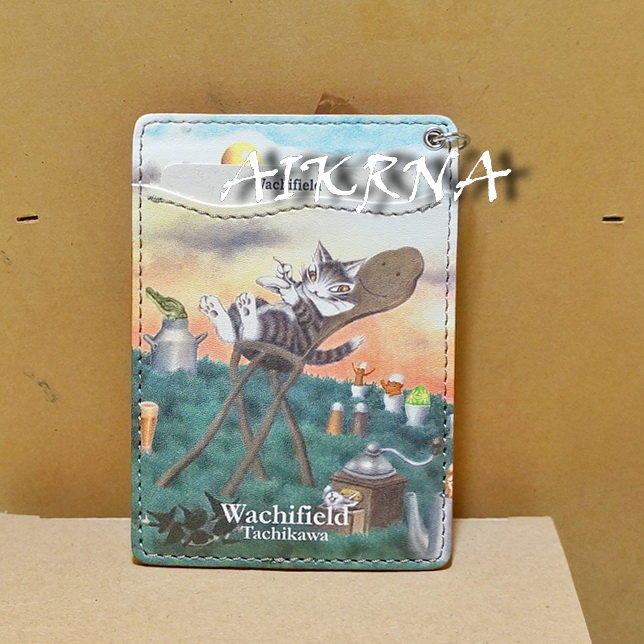 wachifield-dayan(瓦奇菲爾德,達洋)~全新限定品ART貓咪單面附掛鍊車票套~太陽蛋