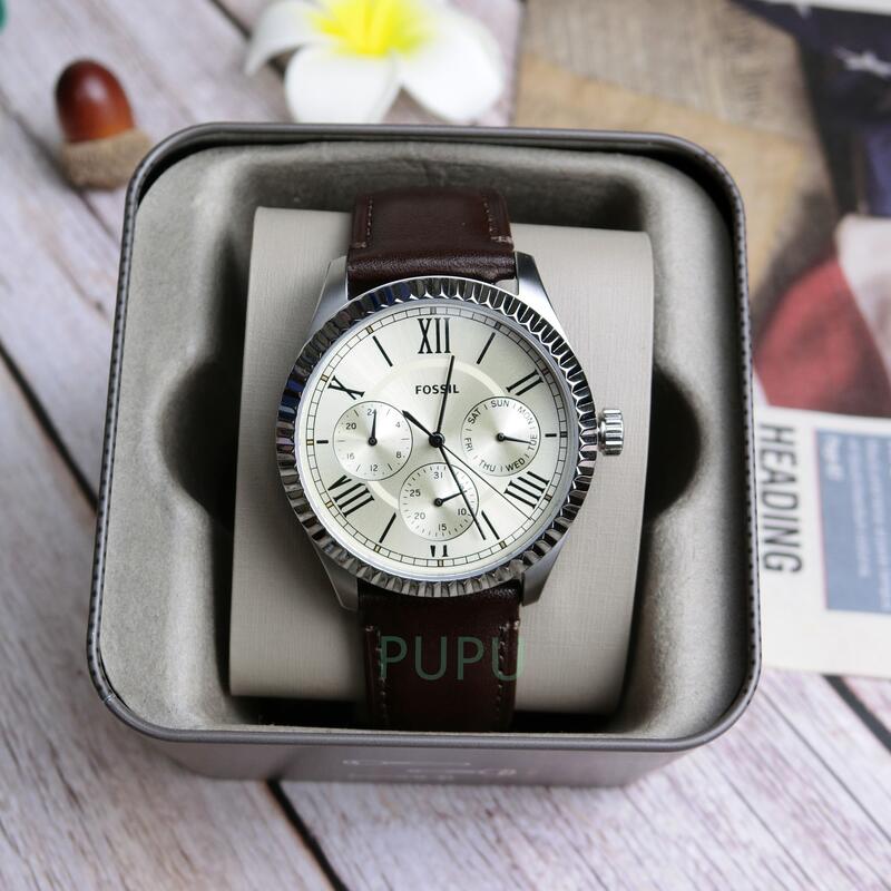 *PUPU屋* 出清特價 FOSSIL FS5633 三眼 皮革錶帶 手錶 腕錶 全新 現貨