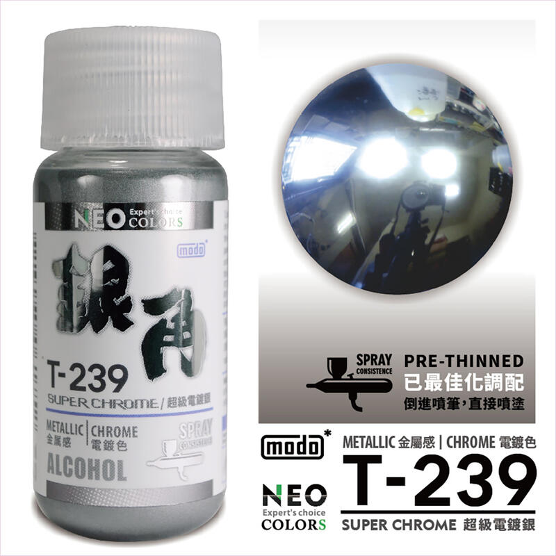 modo摩多製造所】NEO T-239 T239 「銀角」超級電鍍銀(單售)/30ML/模型漆｜官方賣場| 露天市集| 全台最大的網路購物市集