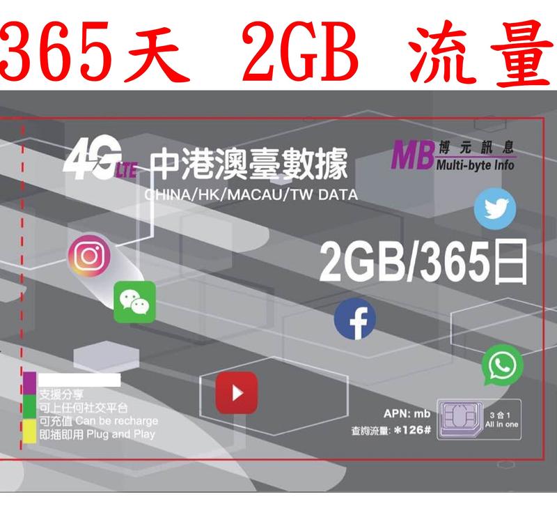 【杰元生活館】365日2GB流量中國大陸、澳門、台灣(不含香港)上網卡大中華(附卡針及收納盒)