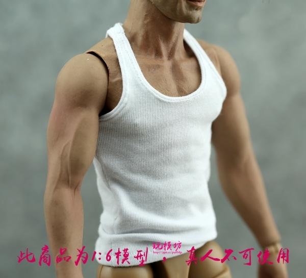 【現貨H-095】 1/6 (無袖背心)可搭肌肉素體 黑色 白色 背心 男士 內衣 無袖背心 模型