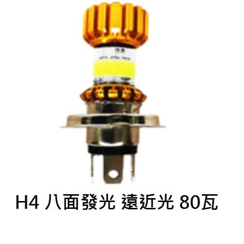 H4 HS1 白光 八面 兩面 LED 80w 遠近燈 大燈 燈泡 大燈泡 機車燈泡
