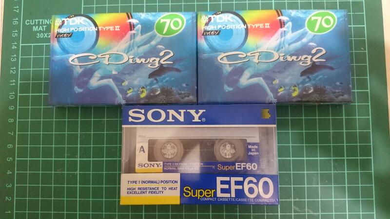 未開封空白 TDK HIGH POSITION TYPE II 卡式錄音帶2捲+SONY TYPE I 卡式錄音帶1捲