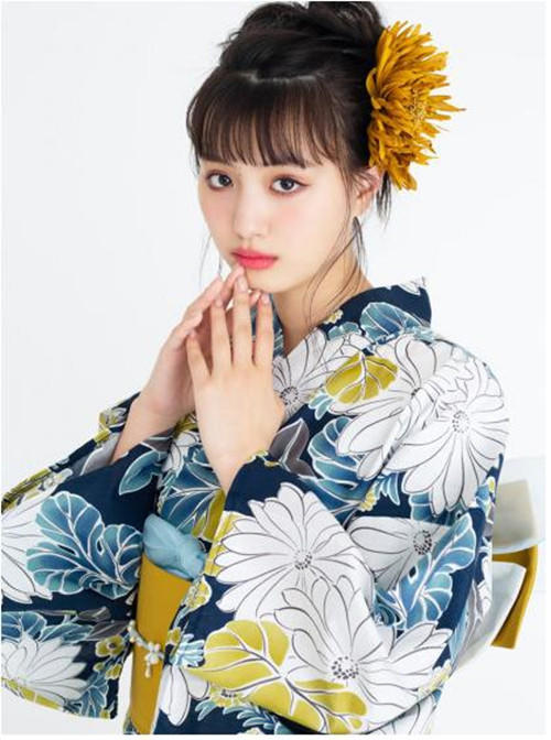 日本 grl和服浴衣 水彩菊