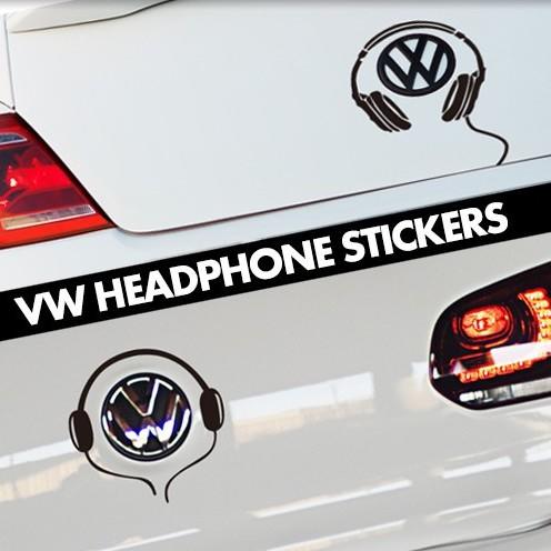 【湘阪車飾】福斯 Volkswagen VW 耳機 尾門貼/車標貼/個性貼紙/潮貼/酷貼