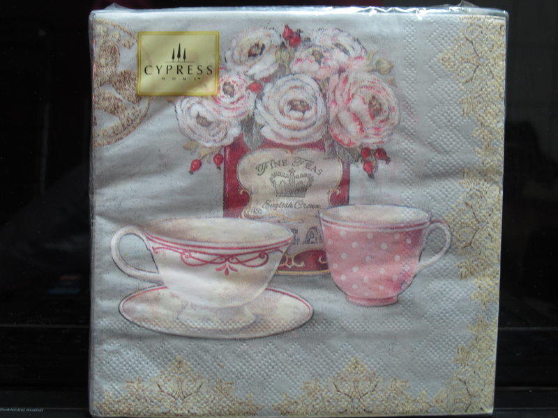 「心晴小屋」- 蝶古巴特 餐巾紙33cm x 33 cm --茶花與茶杯