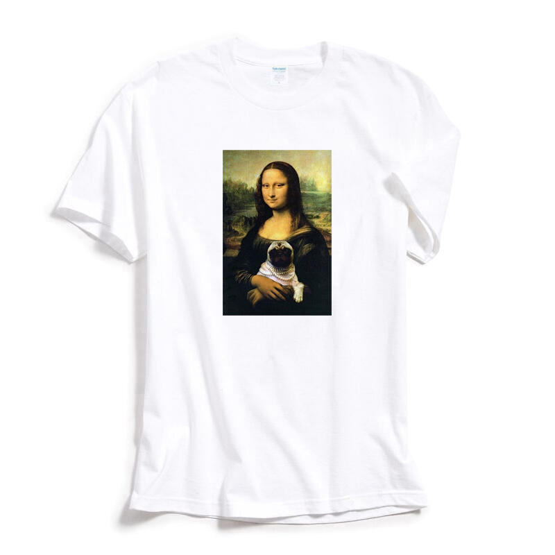 Mona Lisa Pug 短袖T恤 3色 油畫 巴哥 哈巴狗 狗 犬 動物 相片 蒙娜麗莎 印花潮T