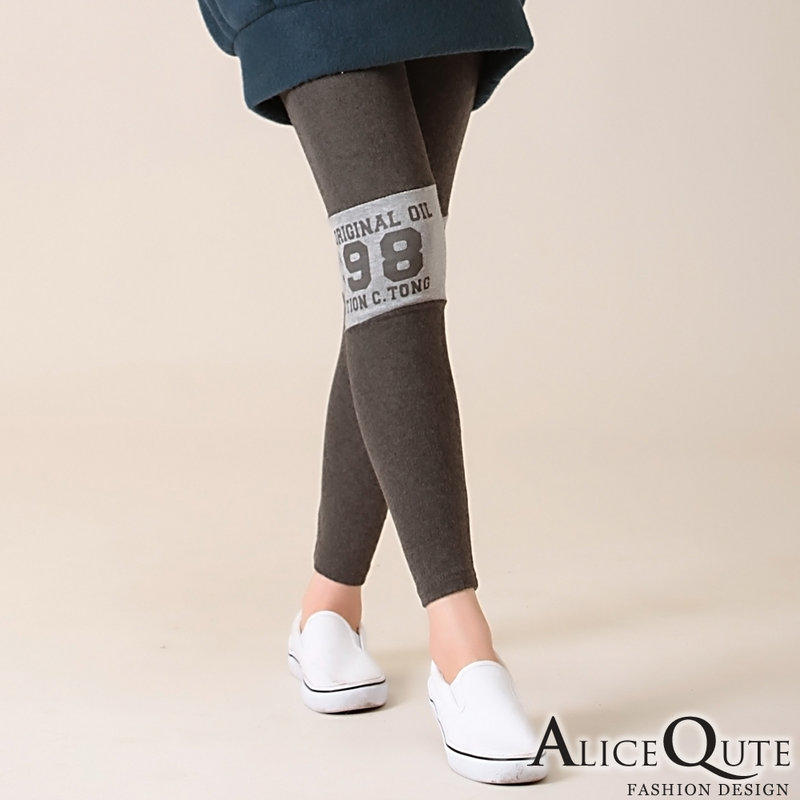 ★任選三件499★ Alice Qute 台灣製數字1898雙配色彈性內搭褲 -深灰色。現貨。(CKC0020)