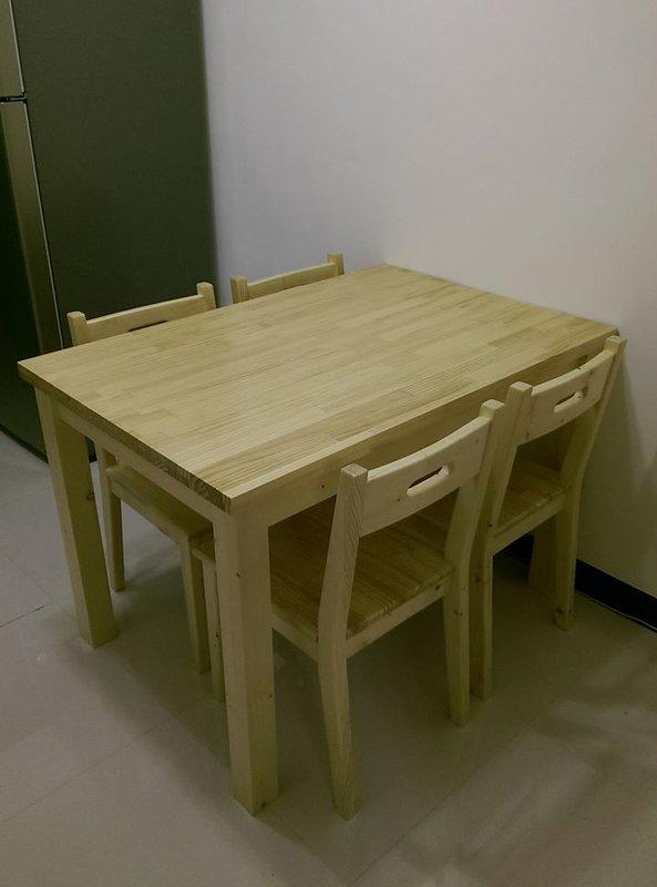 【森林原木手工家具】原木四人餐桌椅組