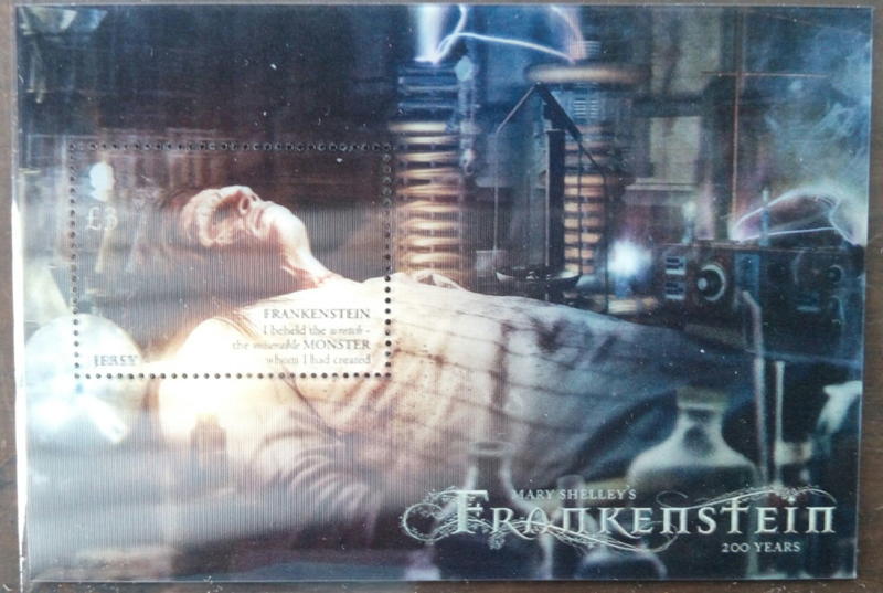 2018年英屬澤西島科幻小說《科學怪人》200周年郵票（3D異質郵票)