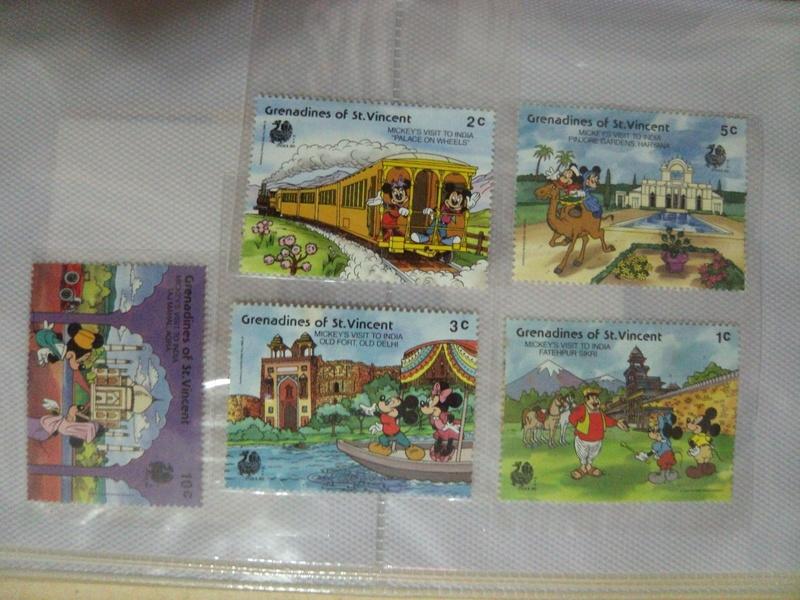 Grenadines of St.Vincent 聖文森及格瑞那丁 卡通郵票 米奇去印度參觀