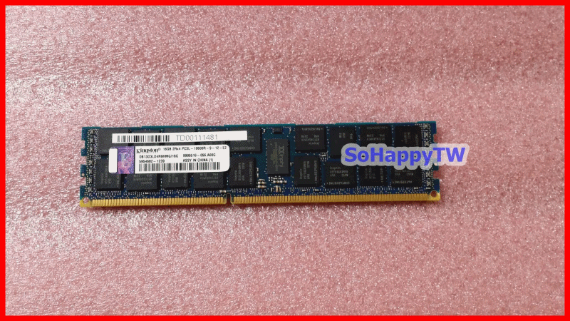 Kingston 16G 2Rx4 PC3L-10600R DDR3-1333 ECC REG RDIMM 伺服器記憶體