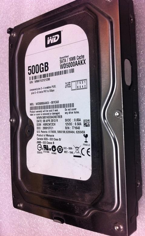 二手黑標 WD 500G 3.5吋 SATA3 硬碟 WD5000AAKX(測試報帳品)