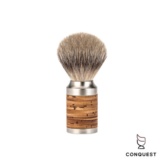 【 CONQUEST 】德國 MUHLE ROCCA 091M95 不鏽鋼刮鬍刷 樺木樹皮 銀尖合成纖維 保水度極佳