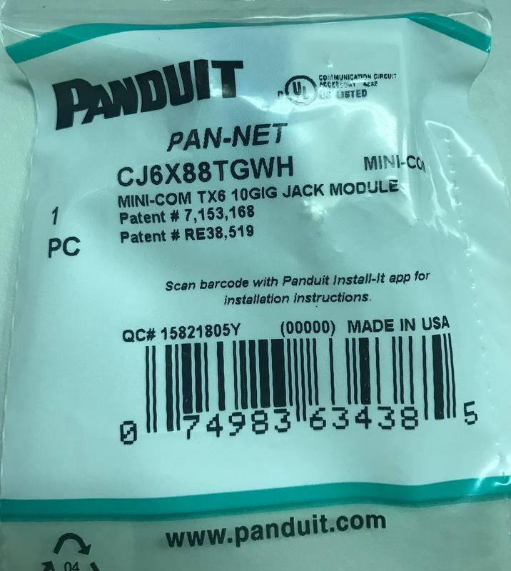 Panduit Jack Modules CAT6A CJ6X88TGWH 網路接頭 全新未拆