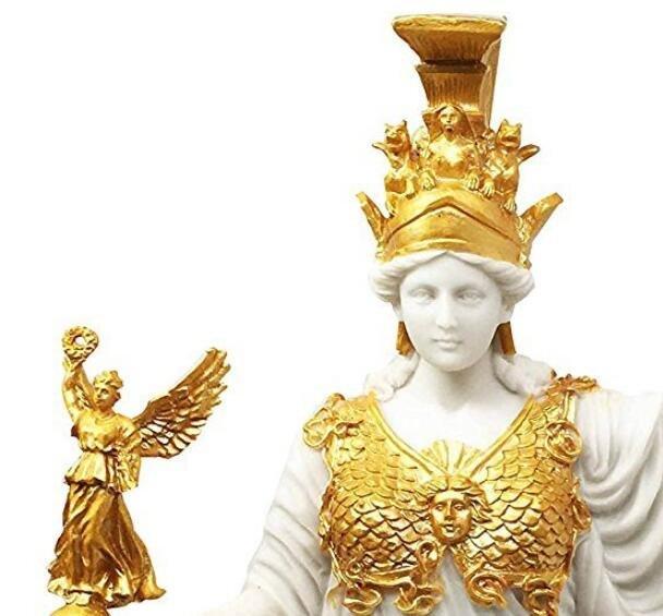 7824c 歐洲進口限量品希臘神話黃金色智慧雅典娜女神戰爭智慧手工藝建築
