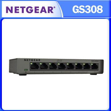 台灣公司貨 鐵殼 NETGEAR 八埠 10/100/1000M Giga 高速交換式集線器 GS308